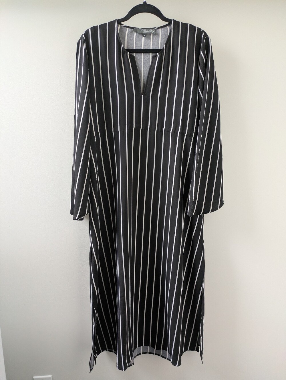 Black & White Stripe Long Sleeve Dress by Claridge + King